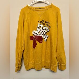 Crooked Media “We Can’t Cancel You” Bold Yellow Crewneck Sweater Large